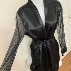 Black satin sexy robe S/M 34/35 bust